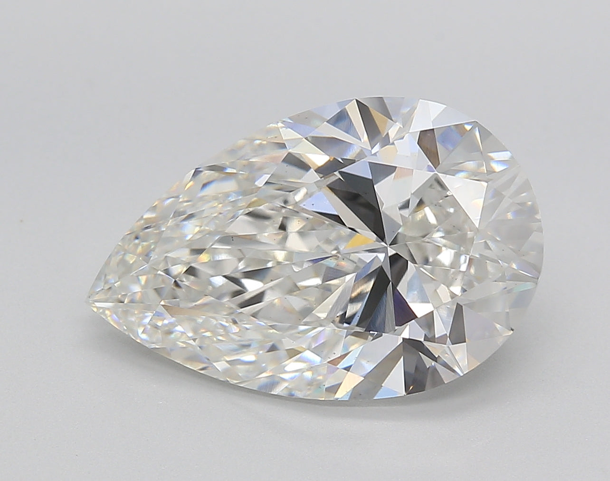 5.25 Carat Pear Shaped, Ideal Cut, F Color, VS1 Clarity, IGI Certified Lab Grown Diamond