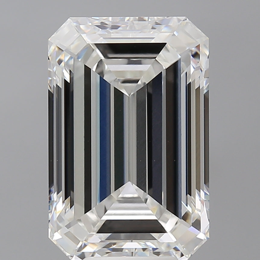8.08 Carat Emerald Shaped, Ideal Cut, F Color, VVS2 Clarity, IGI Certified Lab Grown Diamond