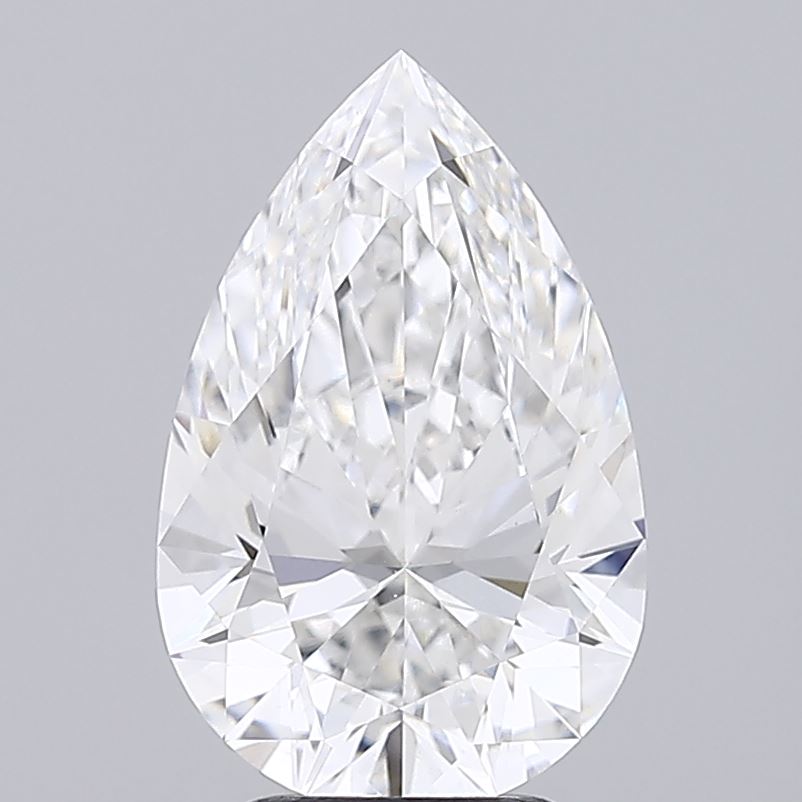 4.08 Carat Pear Shaped, Ideal Cut, E Color, VVS2 Clarity, IGI Certified Lab Grown Diamond