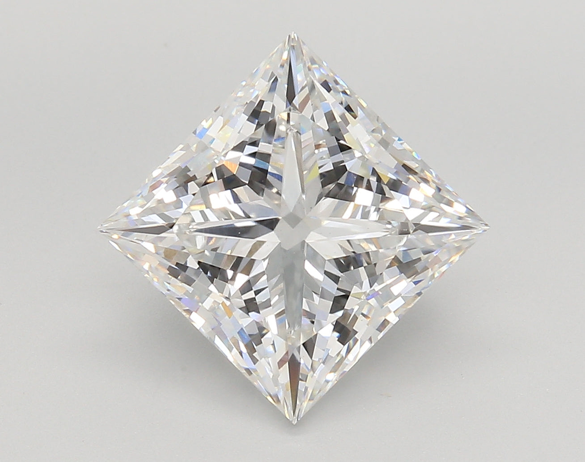 5.59 Carat Princess Shaped, Ideal Cut, E Color, VS1 Clarity, IGI Certified Lab Grown Diamond