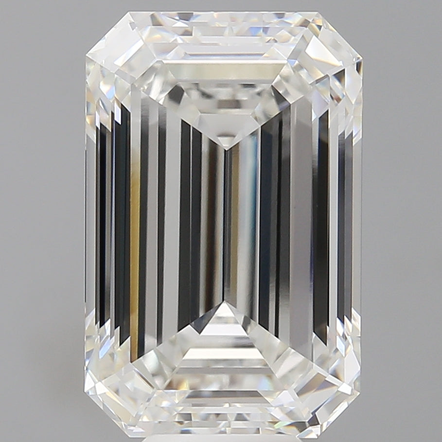 10.10 Carat Emerald Shaped, Ideal Cut, F Color, VVS2 Clarity, IGI Certified Lab Grown Diamond