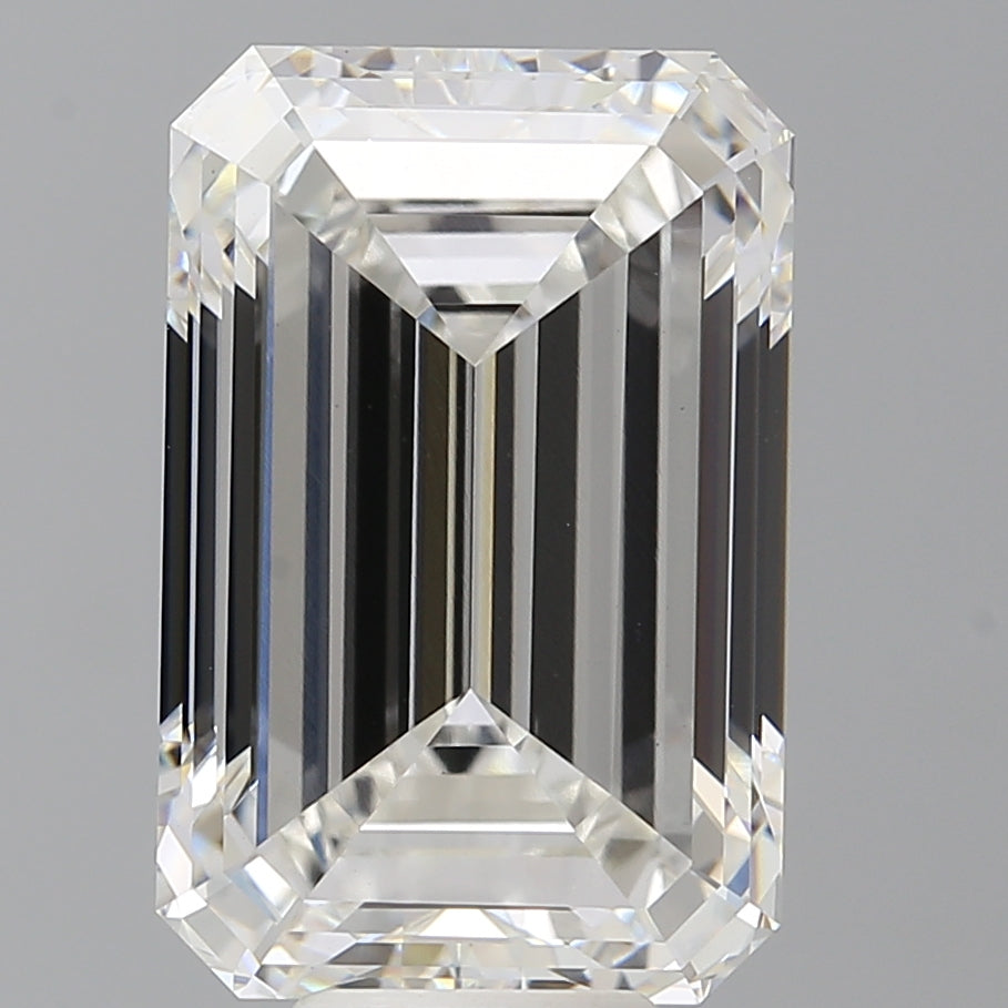9.59 Carat Emerald Shaped, Ideal Cut, F Color, VVS2 Clarity, IGI Certified Lab Grown Diamond