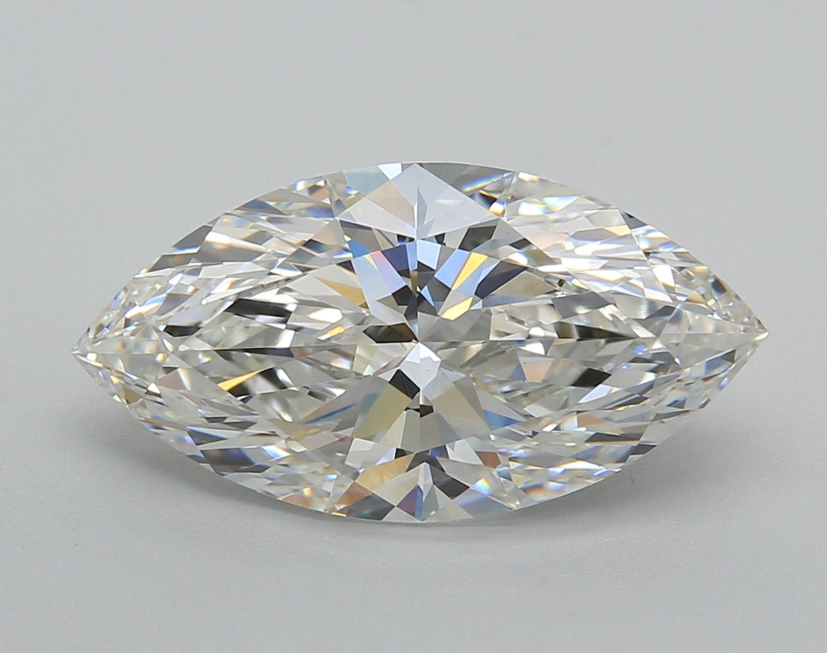 5.02 Carat Marquise Shaped, Excellent Cut, G Color, VVS2 Clarity, IGI Certified Lab Grown Diamond