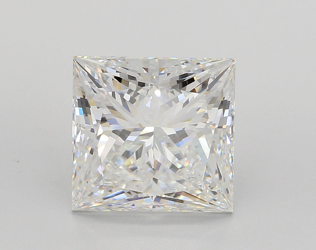 5.02 Carat Princess Shaped, Ideal Cut, E Color, VS1 Clarity, IGI Certified Lab Grown Diamond