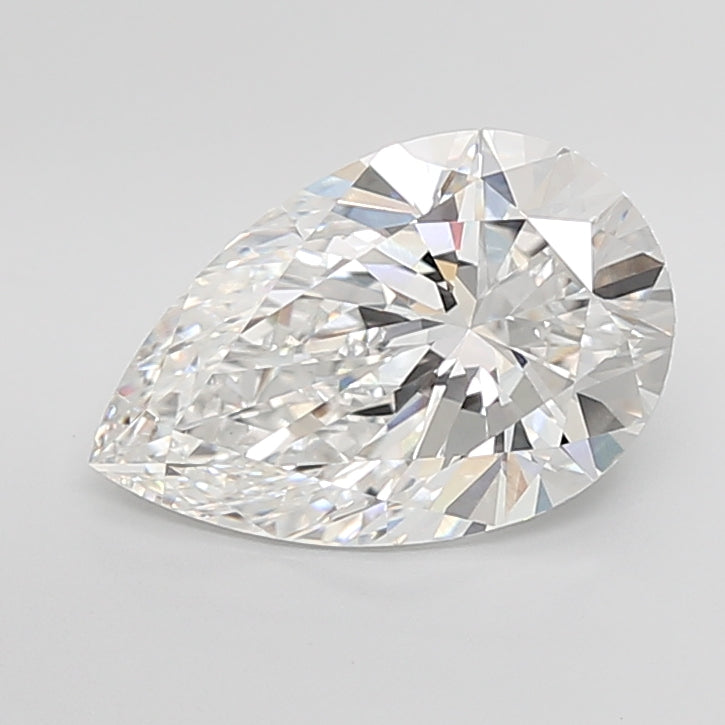 5.03 Carat Pear Shaped, Ideal Cut, F Color, VVS2 Clarity, IGI Certified Lab Grown Diamond