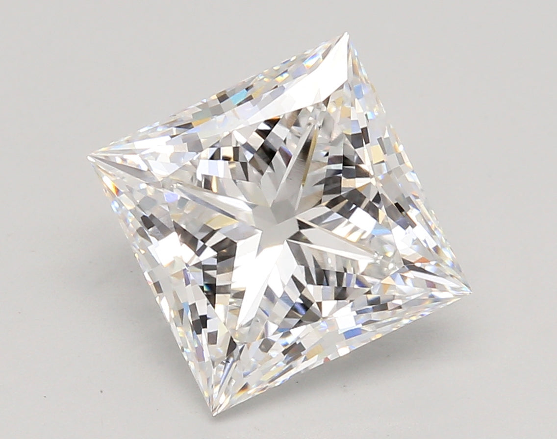 4.57 Carat Princess Shaped, Ideal Cut, E Color, VVS2 Clarity, IGI Certified Lab Grown Diamond