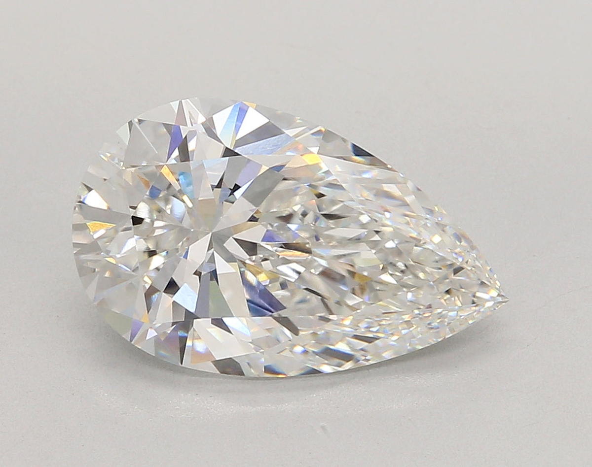5.08 Carat Pear Shaped, Ideal Cut, F Color, VVS2 Clarity, IGI Certified Lab Grown Diamond