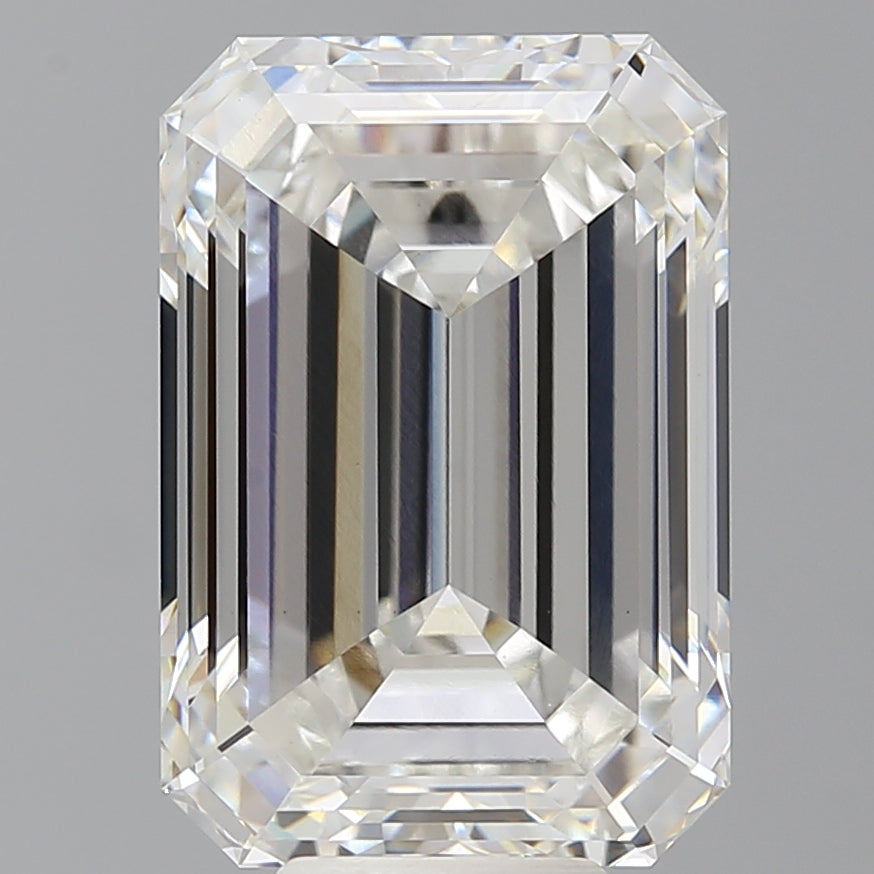 9.59 Carat Emerald Shaped, Ideal Cut, F Color, VVS2 Clarity, IGI Certified Lab Grown Diamond