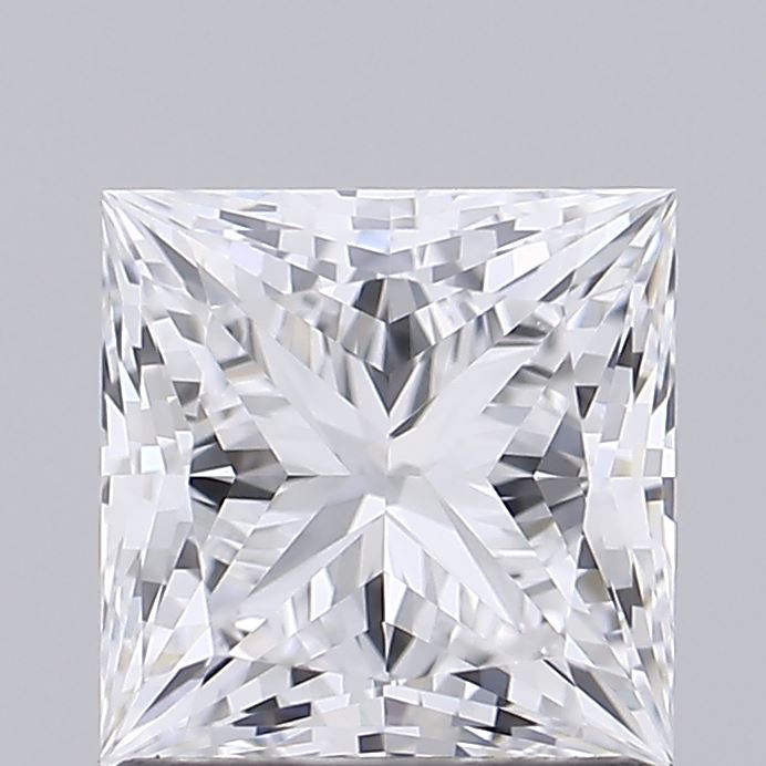 1.57 Carat Princess Shaped, Ideal Cut, D Color, VVS2 Clarity, IGI Certified Lab Grown Diamond
