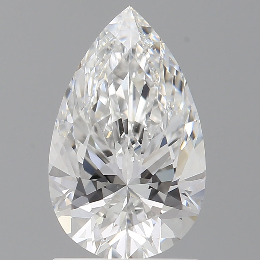 1.55 Carat Pear Shaped, Ideal Cut, D Color, VVS2 Clarity, IGI Certified Lab Grown Diamond