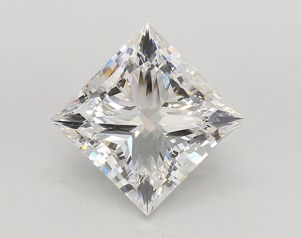 5.02 Carat Princess Shaped, Ideal Cut, E Color, VS1 Clarity, IGI Certified Lab Grown Diamond