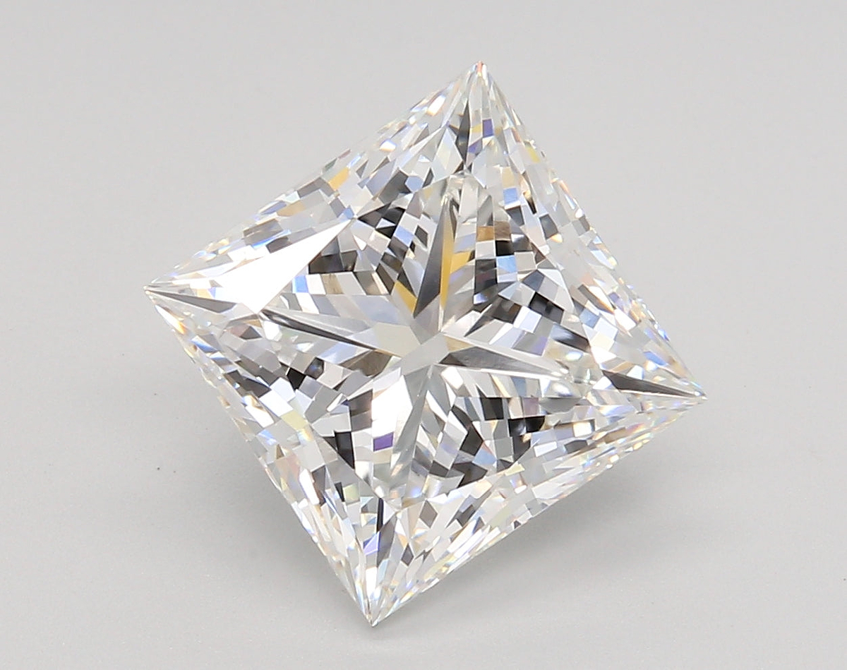 5.08 Carat Princess Shaped, Ideal Cut, E Color, VVS2 Clarity, IGI Certified Lab Grown Diamond