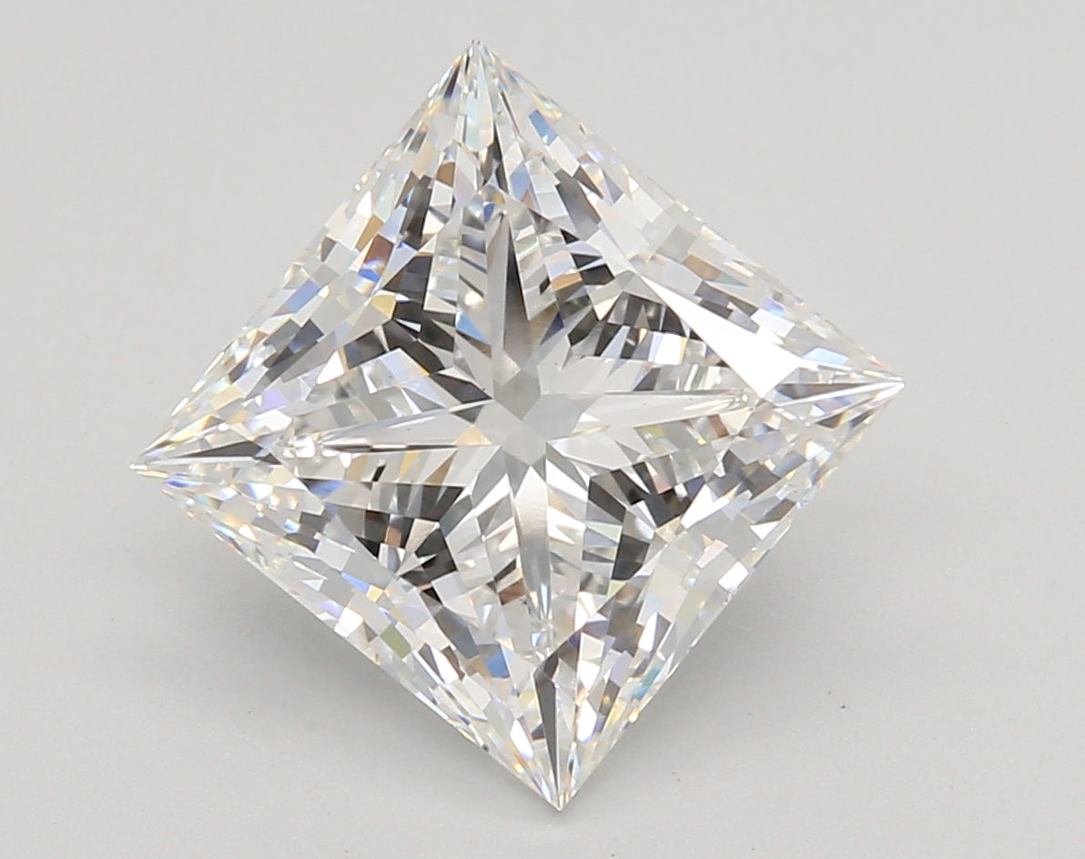 5.05 Carat Princess Shaped, Ideal Cut, E Color, VS1 Clarity, IGI Certified Lab Grown Diamond