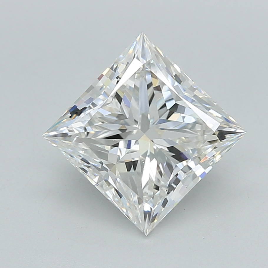 2.50 Carat Princess Shaped, Ideal Cut, F Color, VVS2 Clarity, IGI Certified Lab Grown Diamond