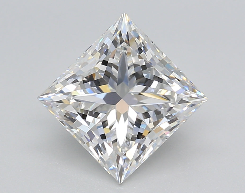3.02 Carat Princess Shaped, Ideal Cut, E Color, VS1 Clarity, GIA Certified Lab Grown Diamond