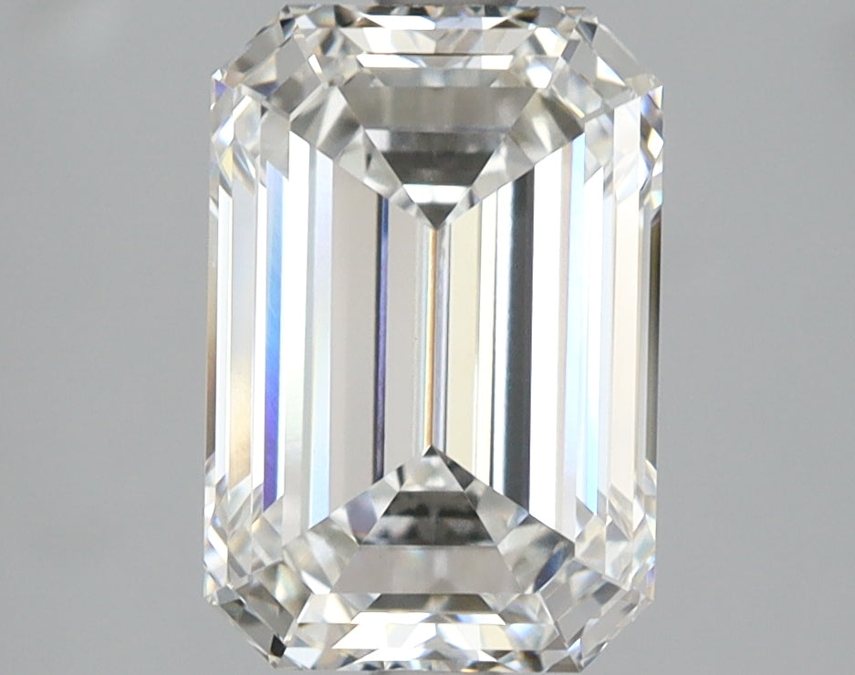 3.09 Carat Emerald Shaped, Ideal Cut, F Color, VVS2 Clarity, IGI Certified Lab Grown Diamond