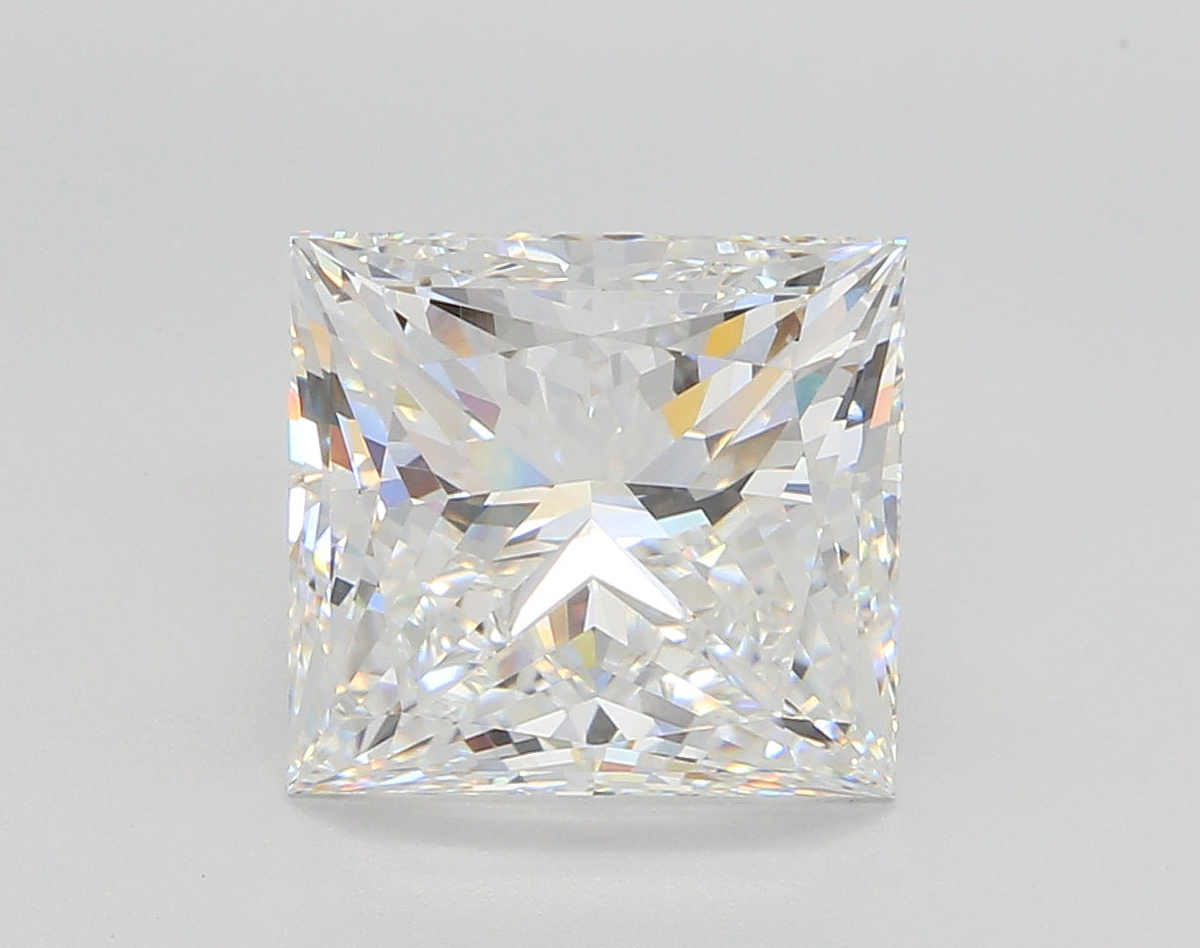 5.03 Carat Princess Shaped, Ideal Cut, E Color, VVS2 Clarity, IGI Certified Lab Grown Diamond