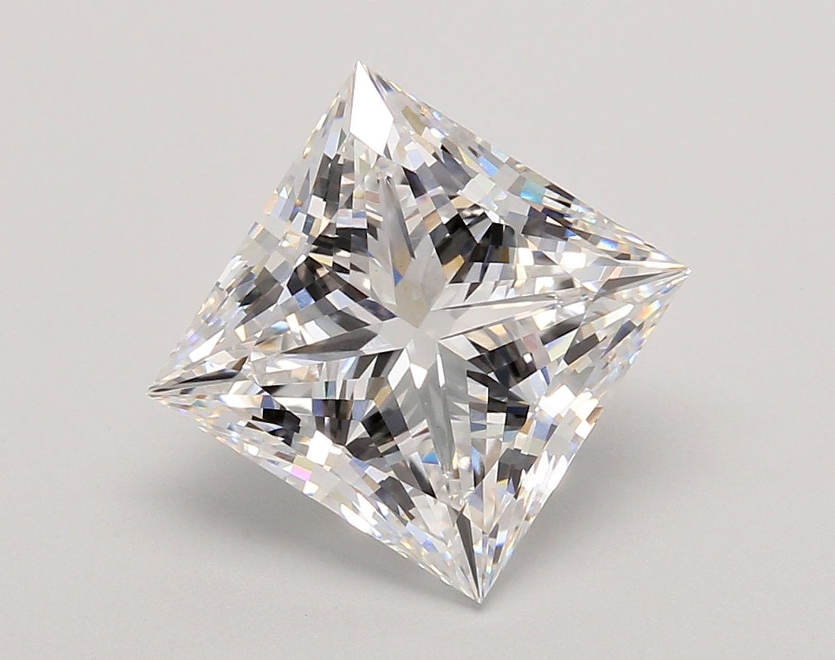 4.83 Carat Princess Shaped, Ideal Cut, D Color, VS1 Clarity, IGI Certified Lab Grown Diamond