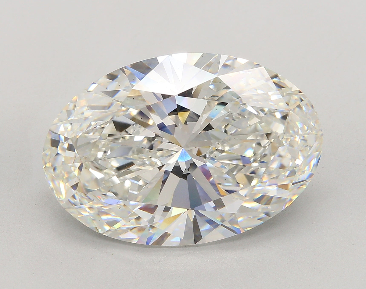 19.50 Carat Oval Shaped, Ideal Cut, F Color, VS2 Clarity, IGI Certified Lab Grown Diamond