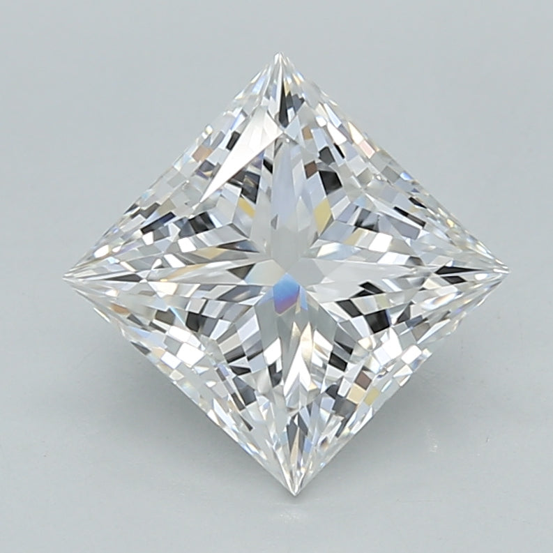 2.05 Carat Princess Shaped, Ideal Cut, E Color, VVS2 Clarity, IGI Certified Lab Grown Diamond