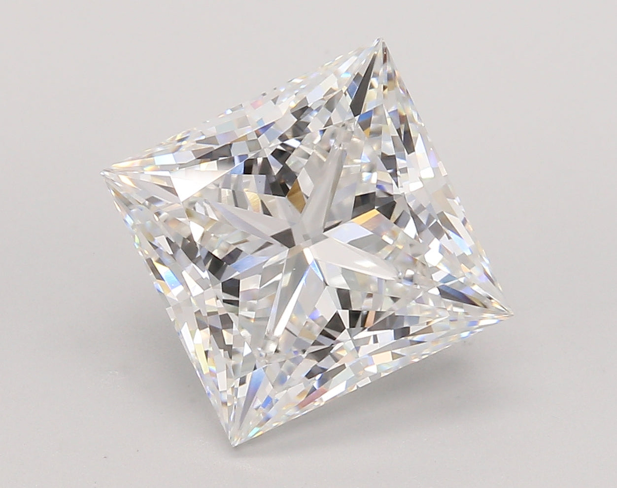 5.56 Carat Princess Shaped, Ideal Cut, E Color, VS1 Clarity, IGI Certified Lab Grown Diamond