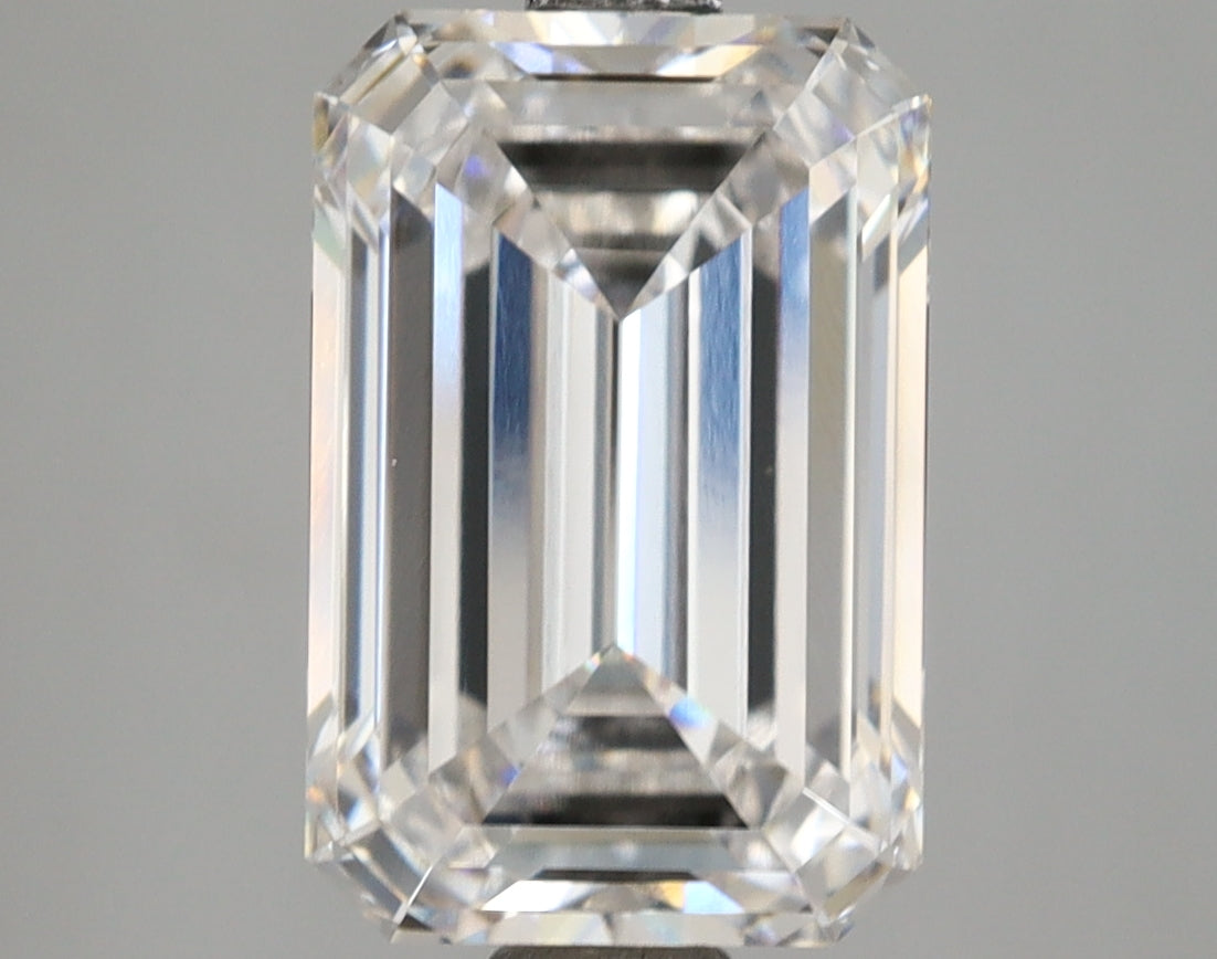 3.63 Carat Emerald Shaped, Ideal Cut, F Color, VVS1 Clarity, IGI Certified Lab Grown Diamond