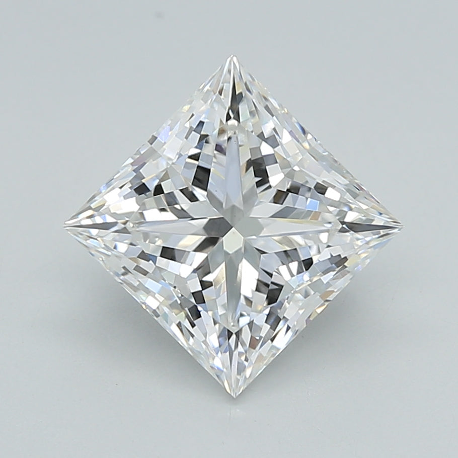 2.53 Carat Princess Shaped, Ideal Cut, E Color, VVS2 Clarity, IGI Certified Lab Grown Diamond