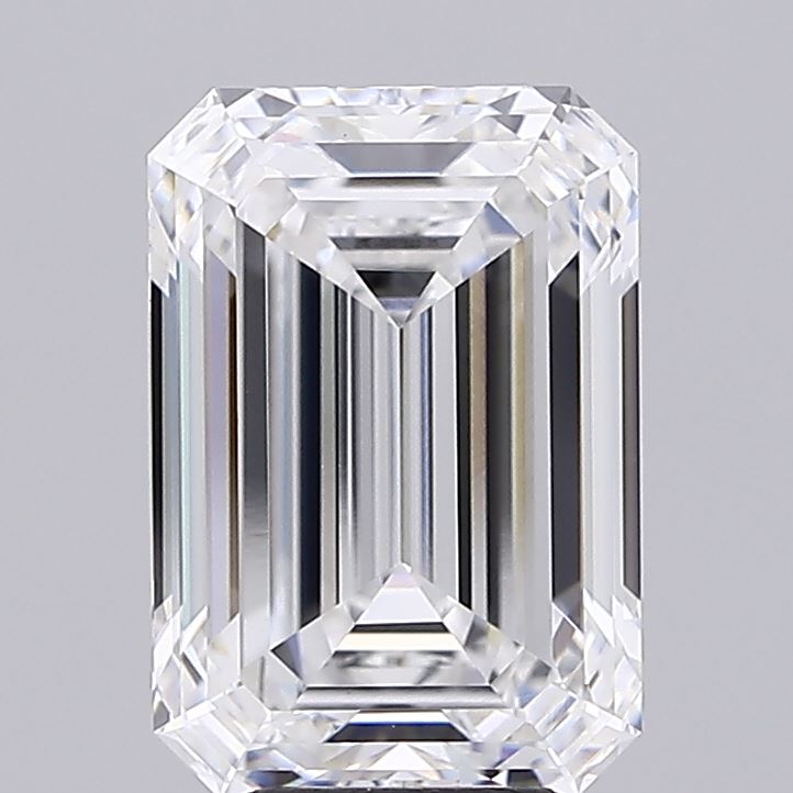 5.06 Carat Emerald Shaped, Ideal Cut, E Color, VVS2 Clarity, IGI Certified Lab Grown Diamond