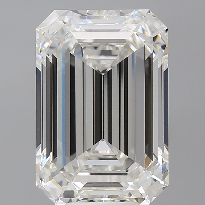 9.07 Carat Emerald Shaped, Ideal Cut, F Color, VVS2 Clarity, IGI Certified Lab Grown Diamond