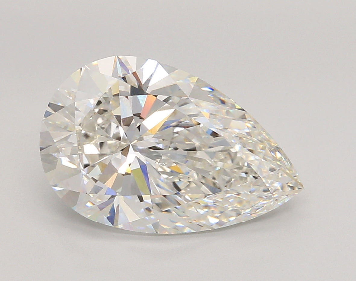 5.02 Carat Pear Shaped, Ideal Cut, F Color, VVS2 Clarity, IGI Certified Lab Grown Diamond