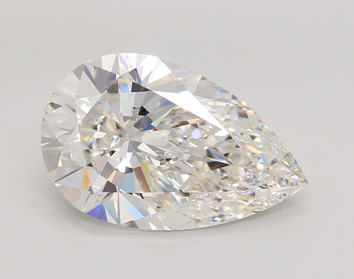 5.06 Carat Pear Shaped, Ideal Cut, F Color, VVS2 Clarity, IGI Certified Lab Grown Diamond