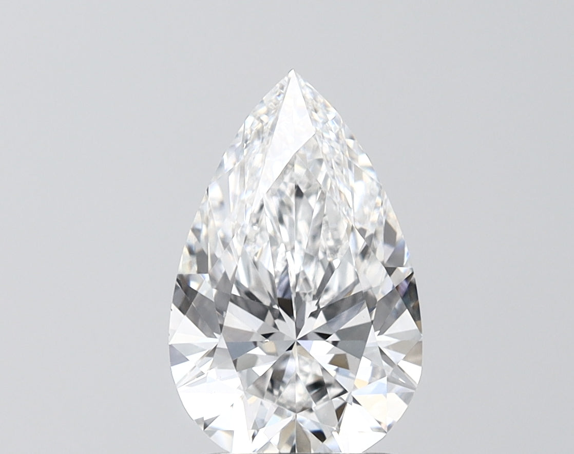 2.09 Carat Pear Shaped, Ideal Cut, D Color, VVS2 Clarity, IGI Certified Lab Grown Diamond