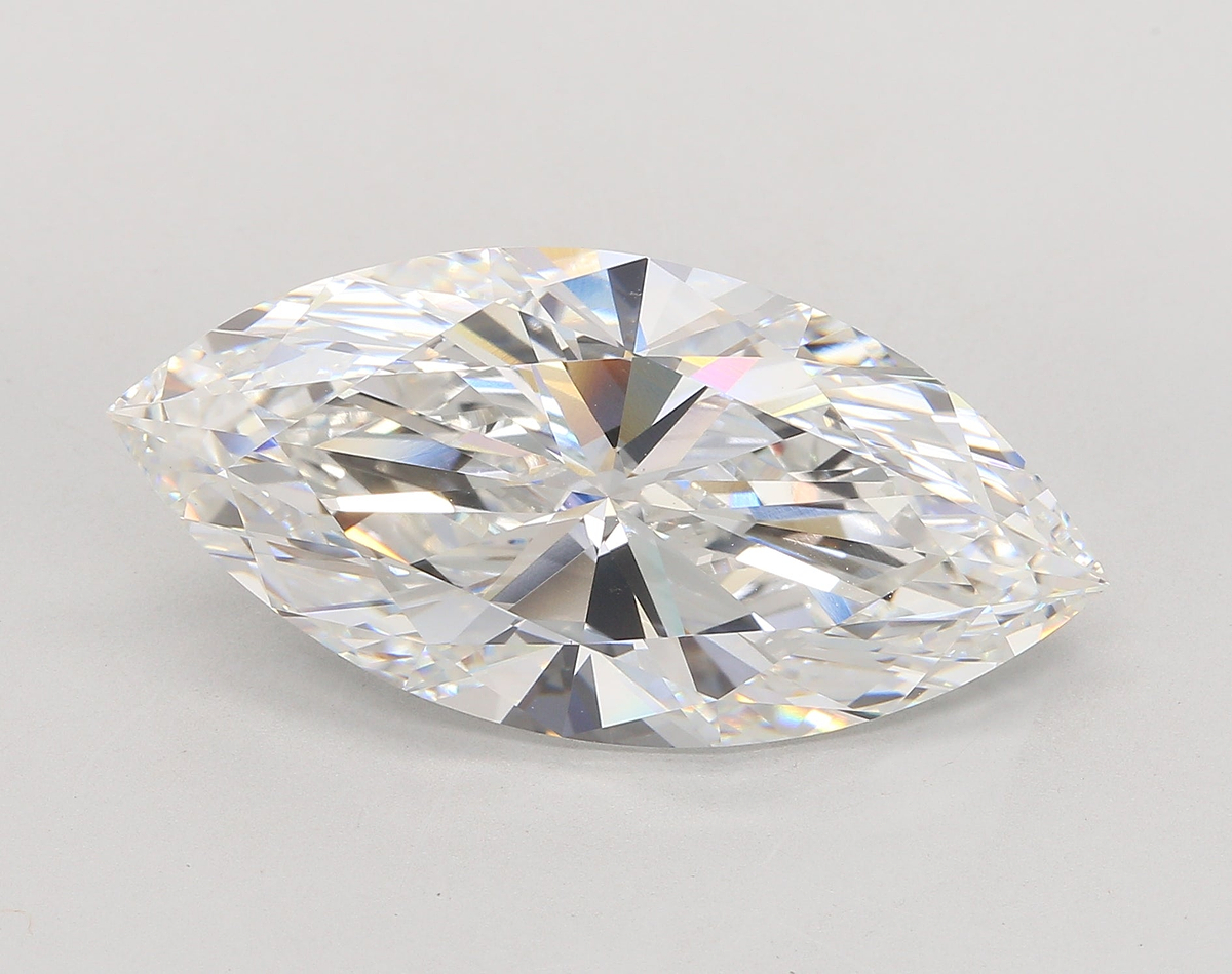 14.20 Carat Marquise Shaped, Ideal Cut, F Color, VVS2 Clarity, IGI Certified Lab Grown Diamond