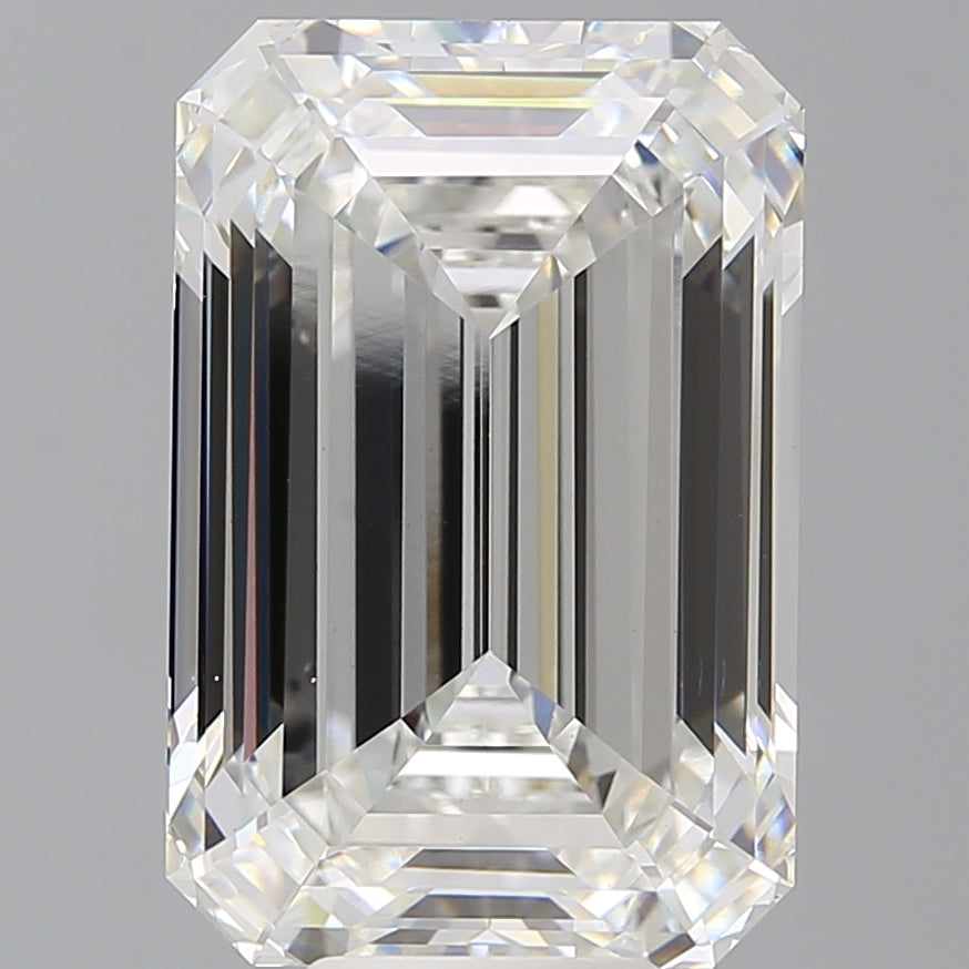 10.01 Carat Emerald Shaped, Ideal Cut, F Color, VVS2 Clarity, IGI Certified Lab Grown Diamond