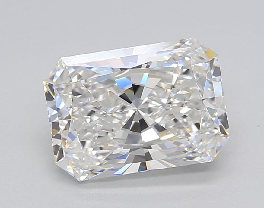 2.02 Carat Radiant Shaped, Ideal Cut, E Color, VVS2 Clarity, GIA Certified Lab Grown Diamond