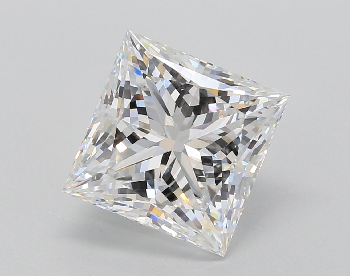 4.09 Carat Princess Shaped, Ideal Cut, E Color, VS1 Clarity, IGI Certified Lab Grown Diamond