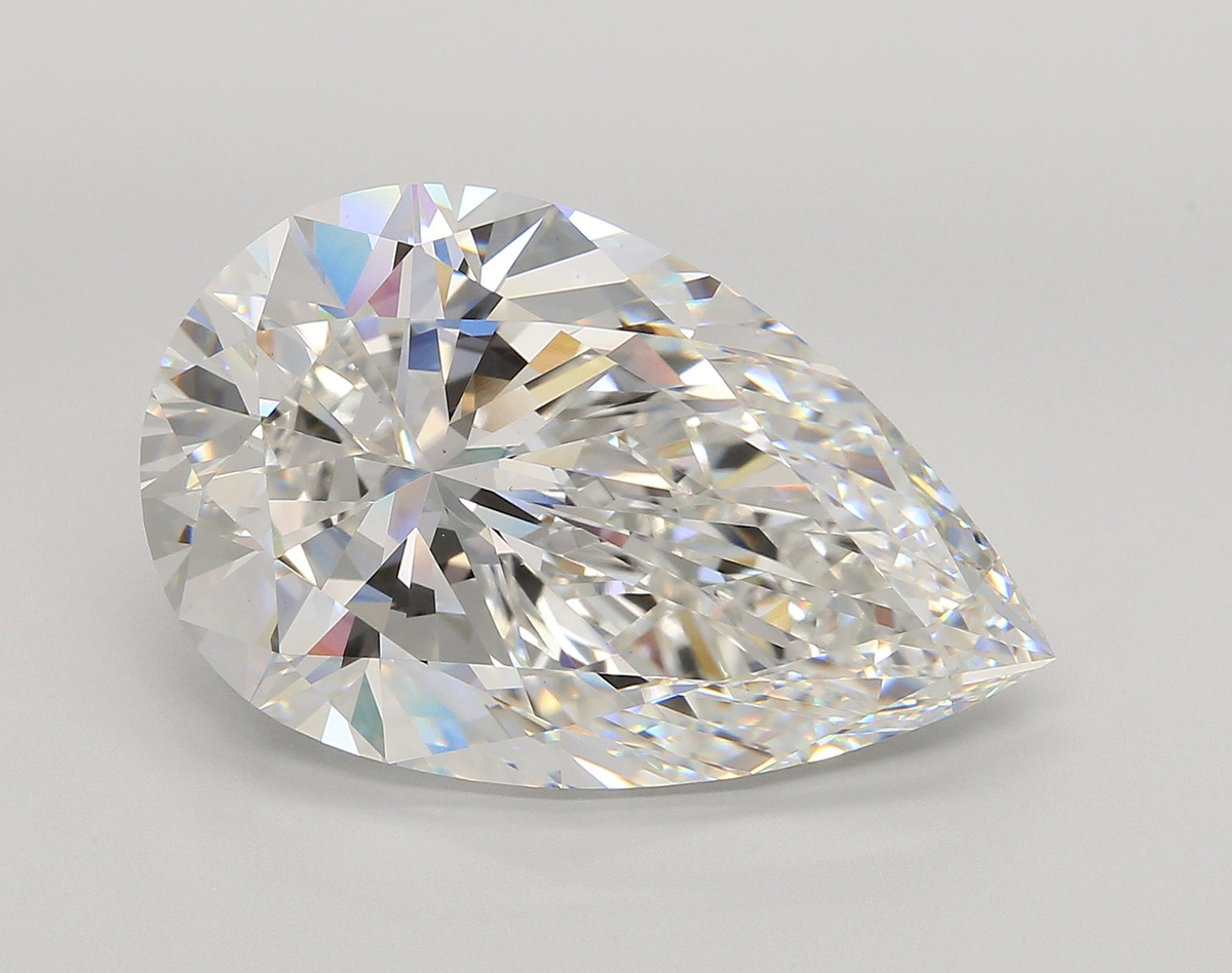 15.08 Carat Pear Shaped, Ideal Cut, F Color, VS1 Clarity, IGI Certified Lab Grown Diamond