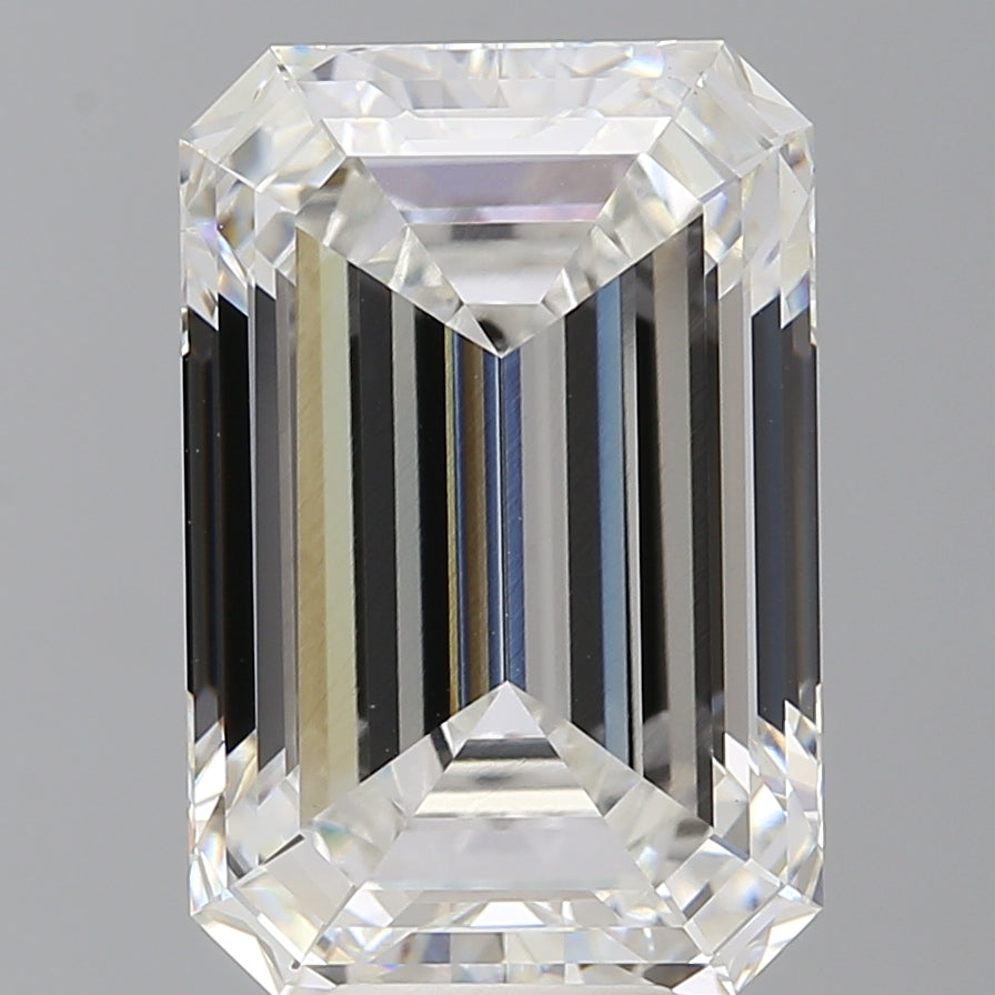 9.59 Carat Emerald Shaped, Ideal Cut, F Color, VVS2 Clarity, IGI Certified Lab Grown Diamond