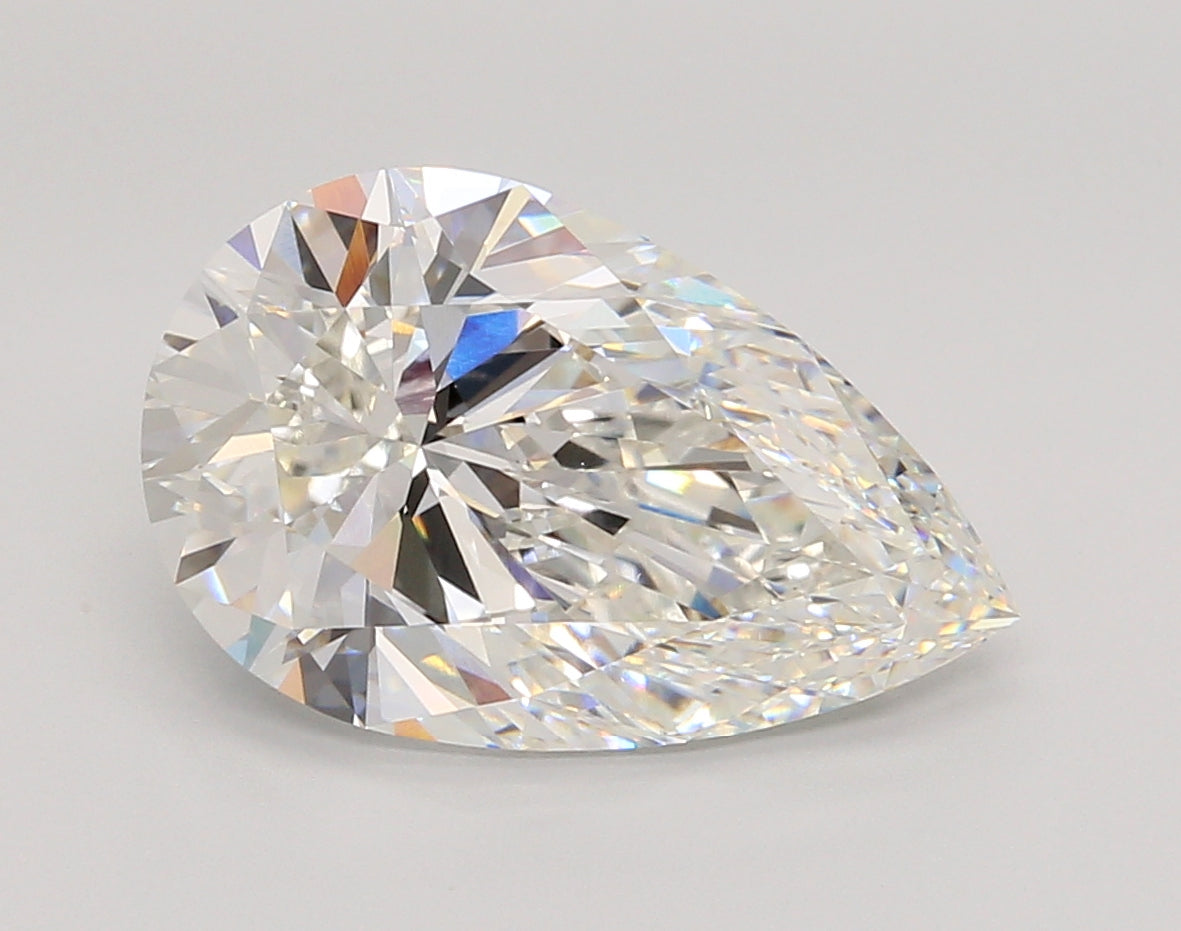 5.01 Carat Pear Shaped, Ideal Cut, F Color, VVS2 Clarity, IGI Certified Lab Grown Diamond