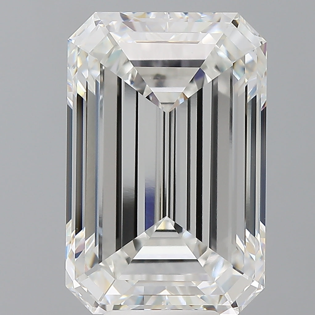 9.56 Carat Emerald Shaped, Ideal Cut, F Color, VVS2 Clarity, IGI Certified Lab Grown Diamond