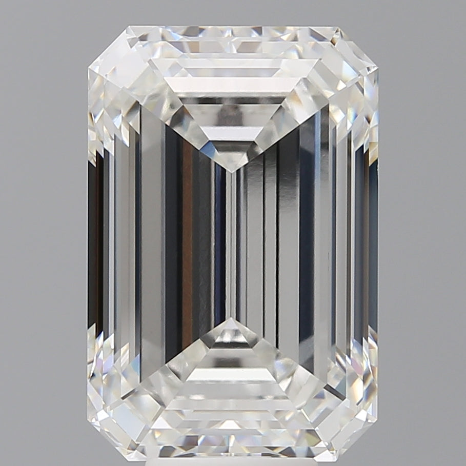 10.10 Carat Emerald Shaped, Ideal Cut, F Color, VVS2 Clarity, IGI Certified Lab Grown Diamond