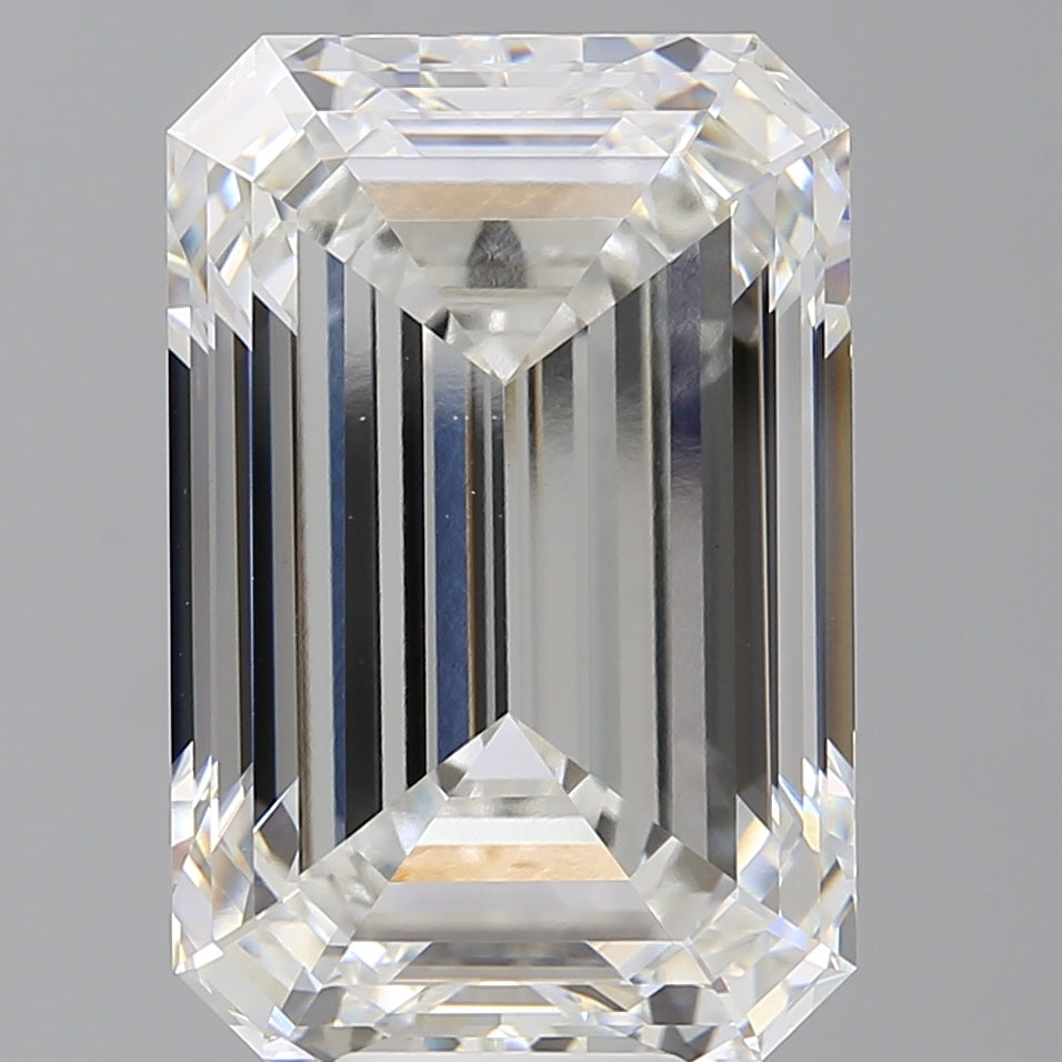 12.60 Carat Emerald Shaped, Ideal Cut, F Color, VVS2 Clarity, IGI Certified Lab Grown Diamond