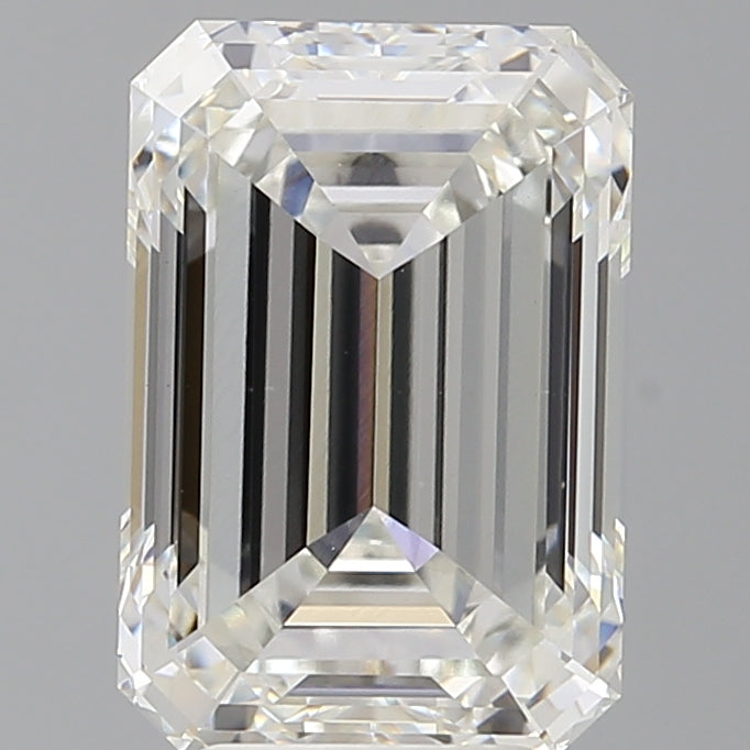 5.09 Carat Emerald Shaped, Ideal Cut, F Color, VVS2 Clarity, IGI Certified Lab Grown Diamond