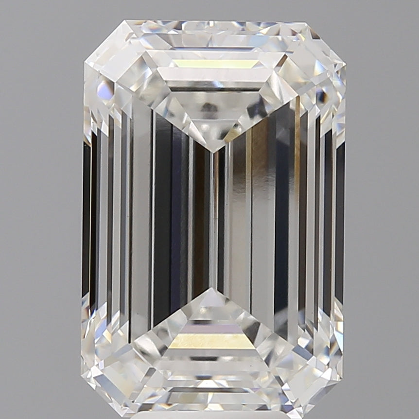 8.59 Carat Emerald Shaped, Ideal Cut, F Color, VVS2 Clarity, IGI Certified Lab Grown Diamond