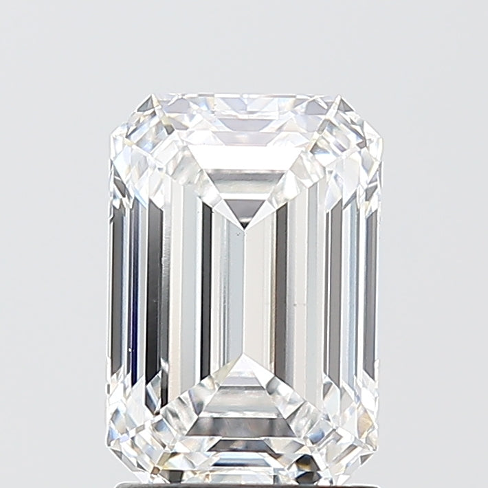 2.10 Carat Emerald Shaped, Ideal Cut, D Color, VVS2 Clarity, IGI Certified Lab Grown Diamond