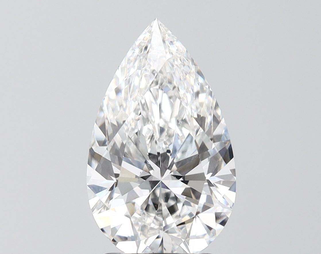 2.59 Carat Pear Shaped, Ideal Cut, E Color, VVS2 Clarity, IGI Certified Lab Grown Diamond