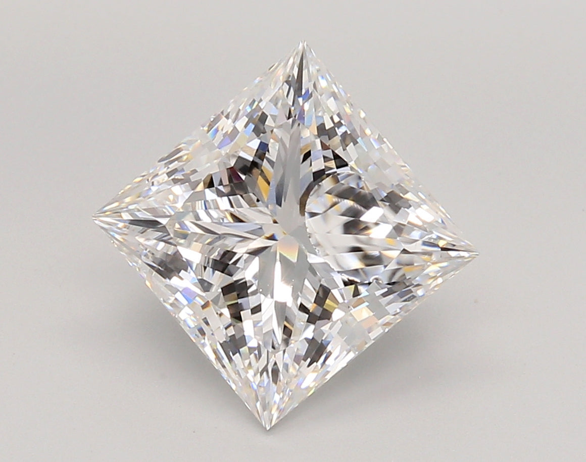 4.07 Carat Princess Shaped, Ideal Cut, E Color, VS1 Clarity, IGI Certified Lab Grown Diamond