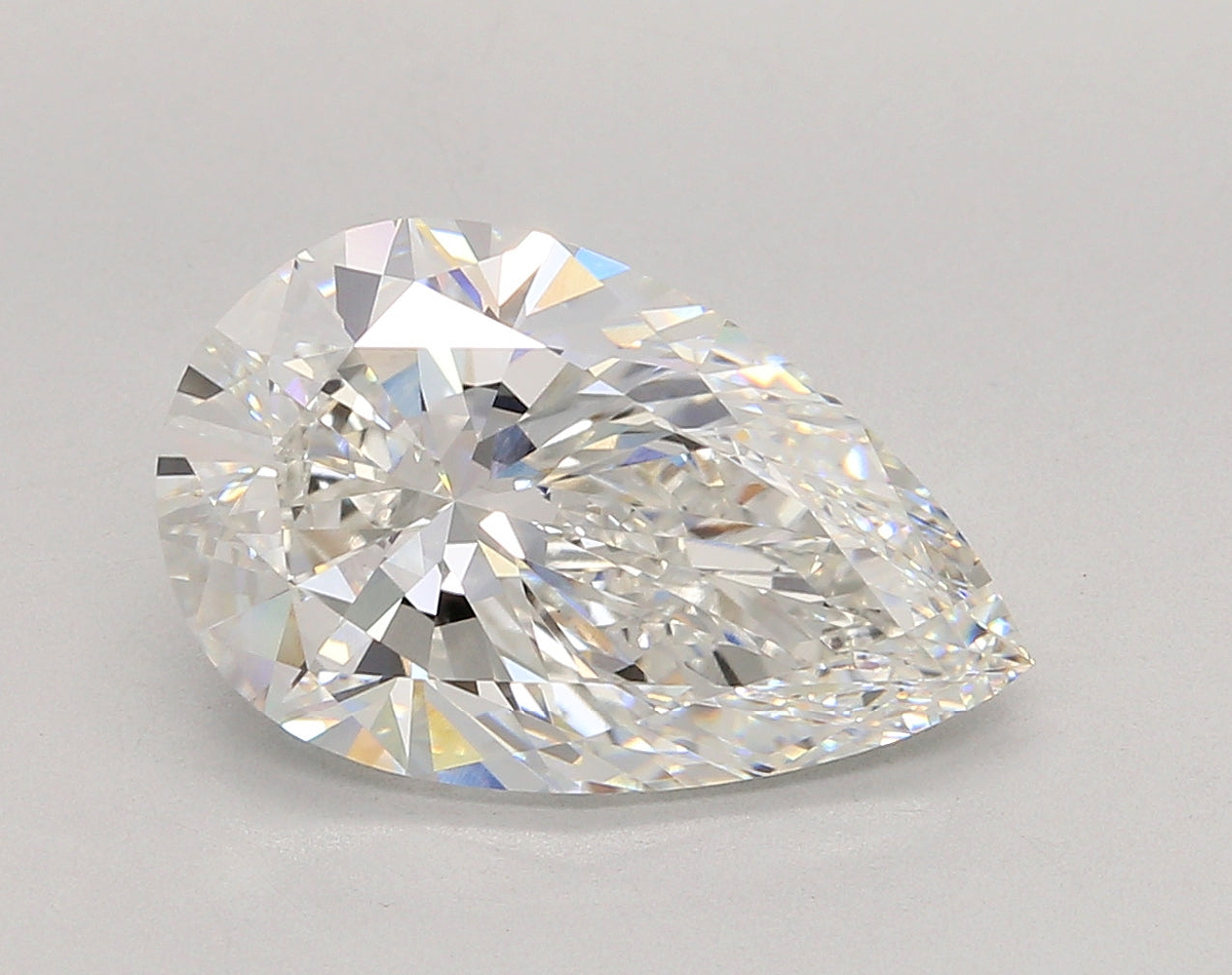 5.51 Carat Pear Shaped, Ideal Cut, E Color, VVS2 Clarity, IGI Certified Lab Grown Diamond