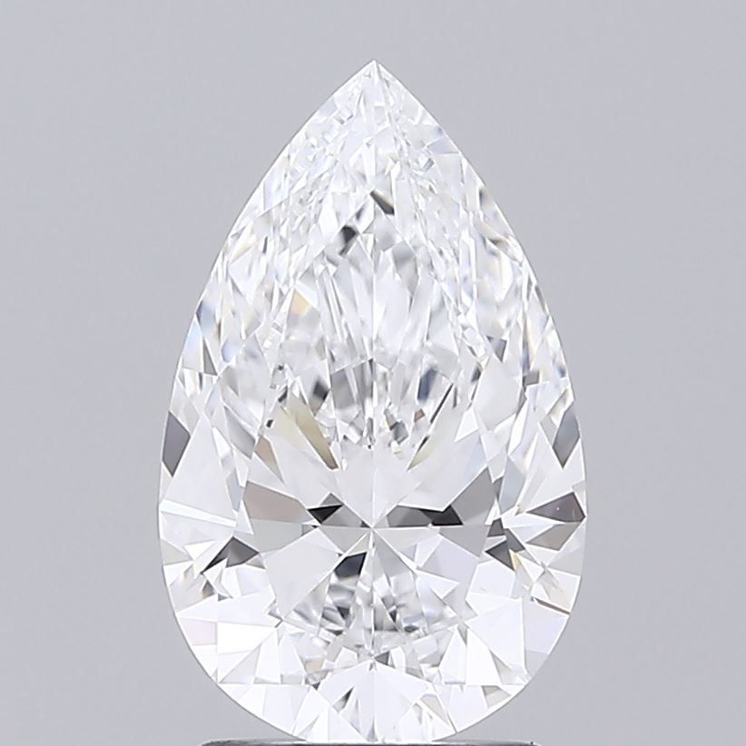 2.10 Carat Pear Shaped, Ideal Cut, D Color, IF Clarity, IGI Certified Lab Grown Diamond