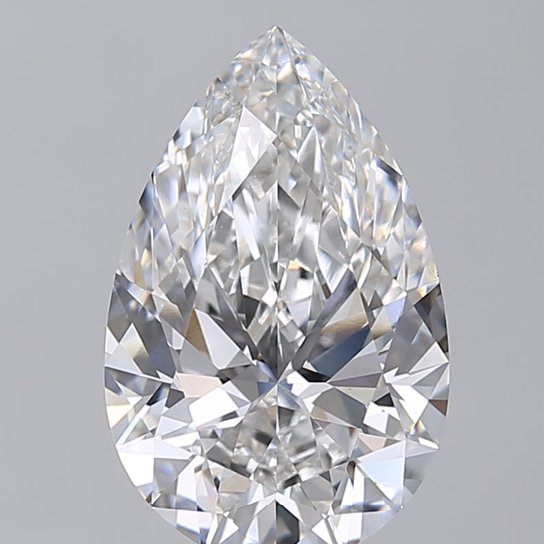 4.01 Carat Pear Shaped, Excellent Cut, F Color, VVS2 Clarity, IGI Certified Lab Grown Diamond